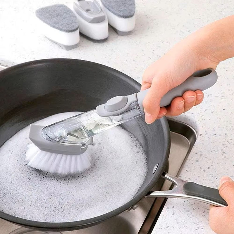 Escova com Dispensador Multiuso Limpeza Lava-louças Detergente Bubbles Intense