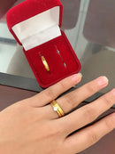 1 Couple Golden Anatomical Chamfeled Alliance + 4mm thin Classic Lonely Ring Wedding/Engagement/Engagement/Dating