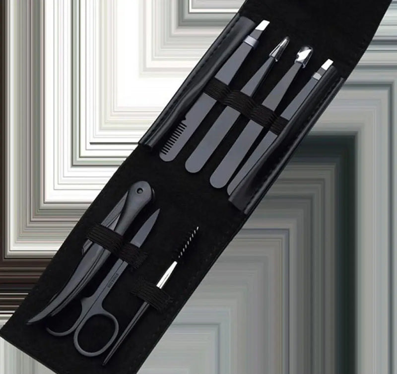 Kit de 7 Peças para Limpeza de Tesouras/Pinças/Escovas para Sobrancelhas