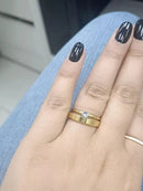 1 Couple Golden Anatomical Chamfeled Alliance + 4mm thin Classic Lonely Ring Wedding/Engagement/Engagement/Dating