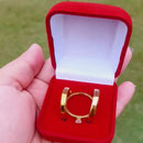 1 Couple Golden Anatomical Chamfeled Alliance + 4mm thin Classic Lonely Ring Wedding/Engagement/Engagement/Dating