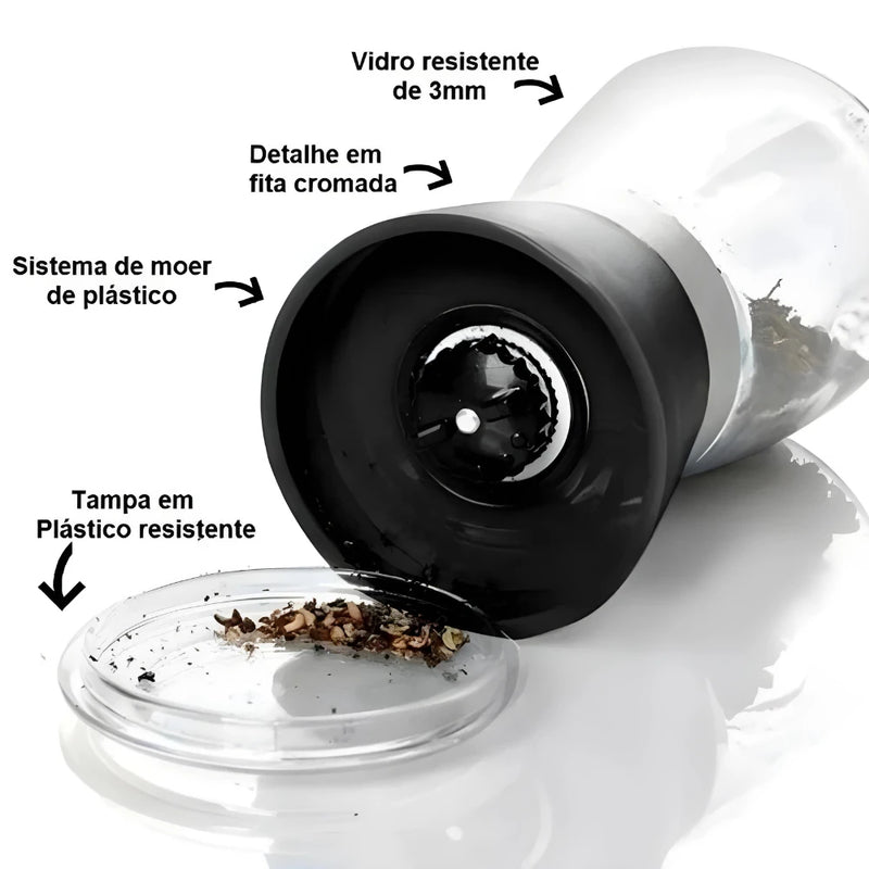 Kit 2 Moedores De Sal Grosso E Pimenta Do Reino Em Aço Inox