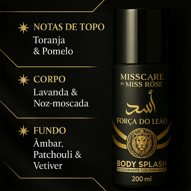 Body Splash Male Lion Strength 200ml - Miss Care by Miss Rôse · Deodorant with Vitamin E · Asad Arabic Inspiration