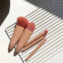 Kit de Pinceis c/ Espelho Mini Makeup Mirror With 5 Pcs Makeup Brushes