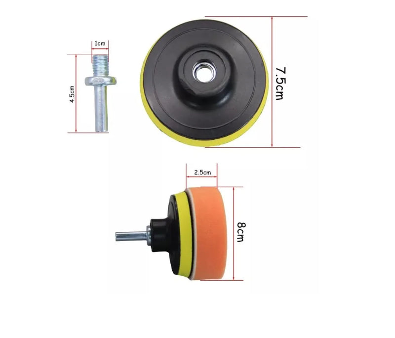 Kit de Disco Completo de Polimento Automático com Esponjas  Auto Polishing Full Disc Kit with Sponges-Professional Portable Practical Car Set