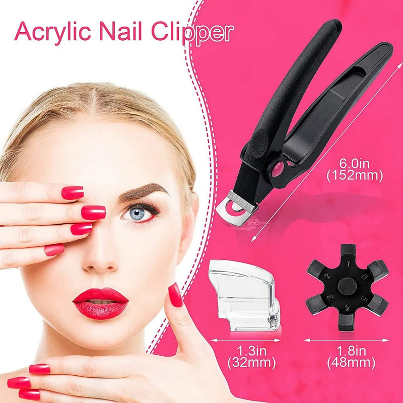 Cortador de unhas acrílico ajustável em aço inoxidável cortador de ponta de unha artificial falso aparador de unhas para arte das unhas manicure projeto