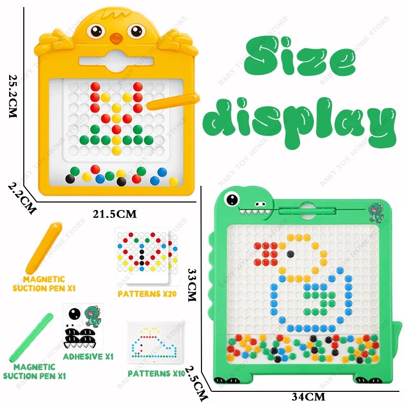 Magnetico Drawing Board Toy Educacional Toddler Galinha Dinossauro Brinquedos de Viagem Ponto Magnético Art Board Presentes de Aniversário para Crianças Meninos