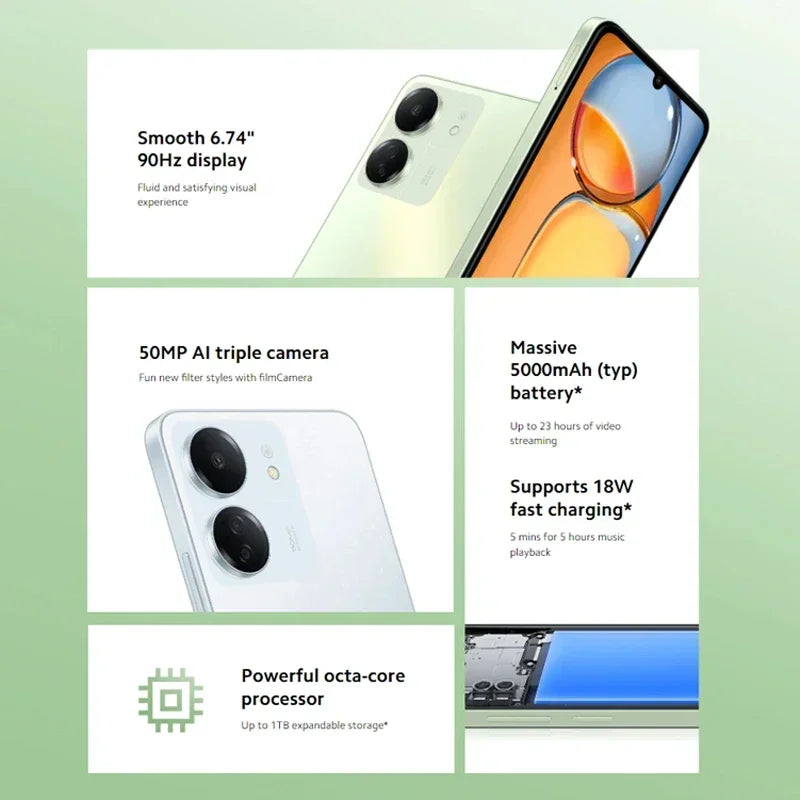 VAT Include Global Version Xiaomi Redmi 13C MIUI 14 Smartphone MTK Helio G85 Octacore 50MP Camera 5000mAh 90Hz 6.74" Display
