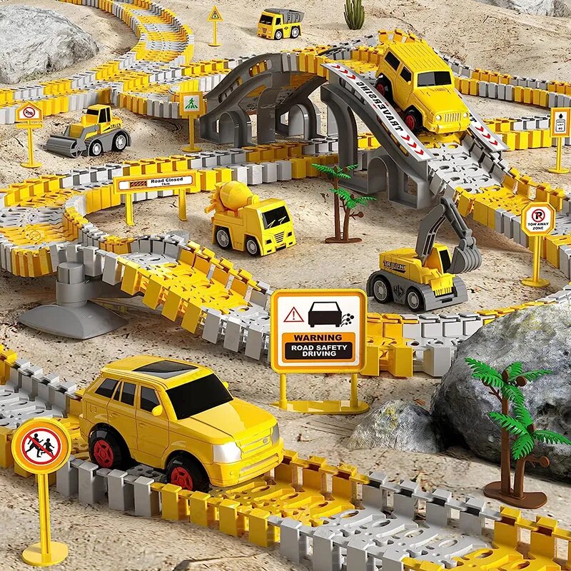 Construção de Pistas de Corrida Meninos Brinquedos com Brincar Carros de Engenharia e Pista de Corrida Playset Criar Engenharia Estrada Presentes Brinquedos para Crianças