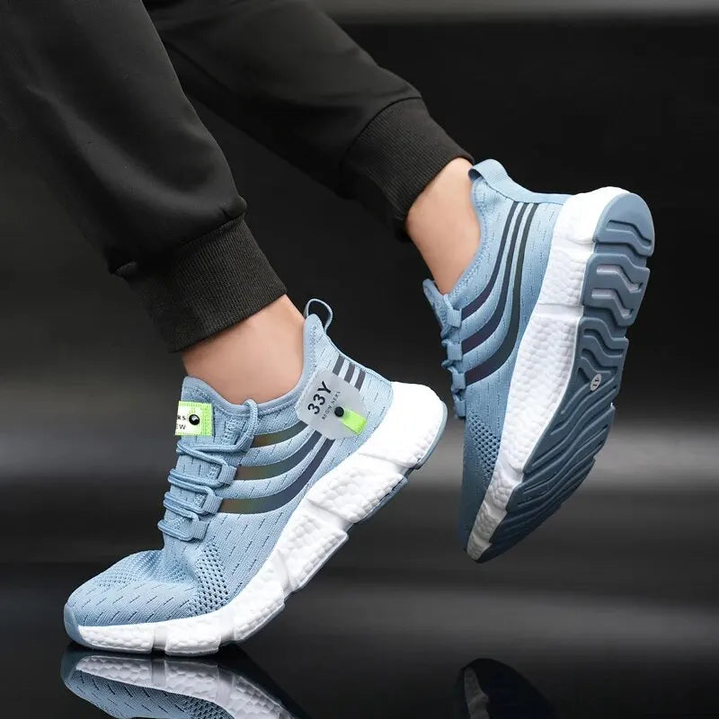 Tenis Men  Casual Sport Shoes respirável tênis leves ao ar livre malha preta tênis de corrida atlético Jogging Tenis Walking Shoes