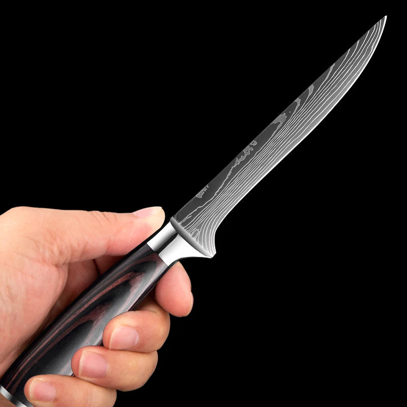 Kit Facas de Cozinha Set,  Churasco Pro , Faca Chef, Ultra-Sharp, Santoku, Cutelo, Corte, Utilidade, Fruta, 1-10pcs