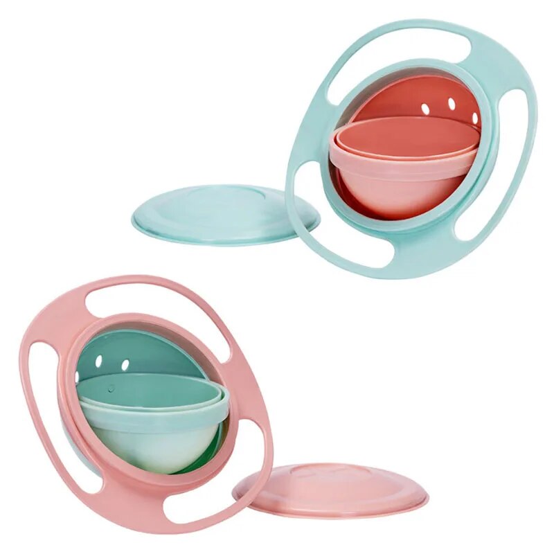 Universal Gyro Bowl Design Prático Crianças Rotary Balance Novidade Gyro Umbrella 360 Girar à prova de derramamento pratos de alimentação sólida