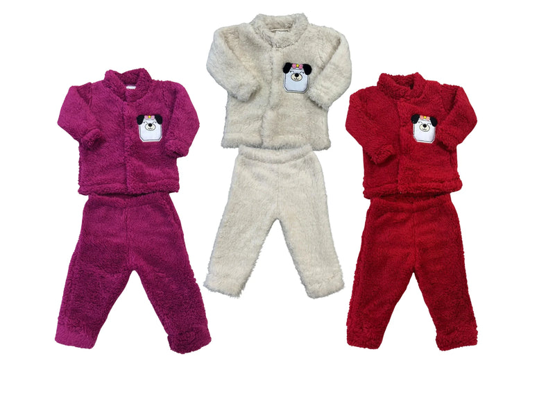 Conjunto de Sherpa para Bebê Feminino Cão de Pelúcia Inverno Quente Bebê Women's Baby Sherpa Set Plush Dog Winter Warm Baby