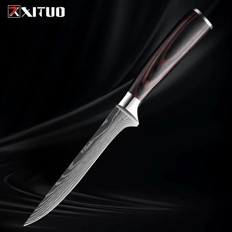 Kit Facas de Cozinha Set,  Churasco Pro , Faca Chef, Ultra-Sharp, Santoku, Cutelo, Corte, Utilidade, Fruta, 1-10pcs