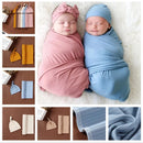 Bebê recém-nascido de algodão Swaddle Wrap Toalha com chapéu headband 2pcs/set para recém-nascidos Baby Girls Meninos Fotografia Props Gift Supplies