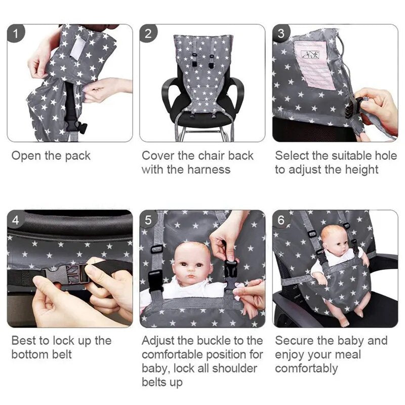 Cadeira para crianças cadeira de bebê viagem dobrável lavável bebê jantar alto jantar segurança cinto de segurança alimentação babycare acessórios