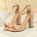2024 Summer Plus Size 34-43 Woman 9.5cm High Heels Sandals Classic Block Platform Pumps Lady Chunky Burgundy Yellow Nude Shoes