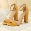 2024 Summer Plus Size 34-43 Woman 9.5cm High Heels Sandals Classic Block Platform Pumps Lady Chunky Burgundy Yellow Nude Shoes