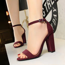 2024 Summer Plus Size 34-43 Woman 9.5cm High Heels Sandals Classic Block Platform Pumps Lady Chunky Burgundy Yellow Nude Shoes