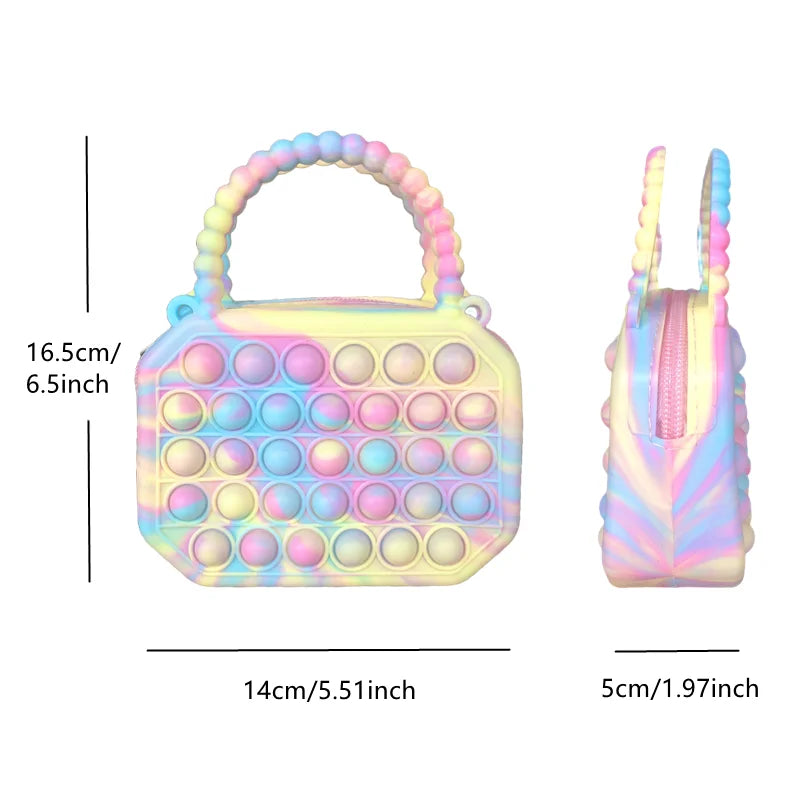Bolsa Pop Silicone Sensorial Push Pop Bubble Bag Crossbody Bolsa Antistress Brinquedos Reliver Autismo Bolsa Bolsa de Moedas para Crianças