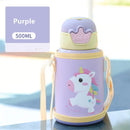 500ml Unicorn Kids Thermos Bottle Cute Children's Thermal Water Bottle Stainless Steel Thermos Mug For Student Water Cup