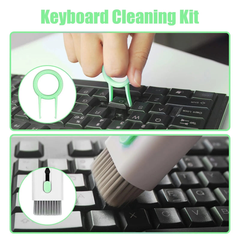 Conjunto de limpeza de telefone 7 em 1 para laptop, teclado, airpods pro, ipad, macbook, fones de ouvido, kit de escova de limpeza de teclado