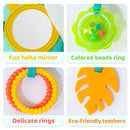 Soft Hanging Crinkle Squeaky Sensory LearningToy Stroller Car Seat Crib Travel Plush Animal Wind Chime with Teether Boys Girls