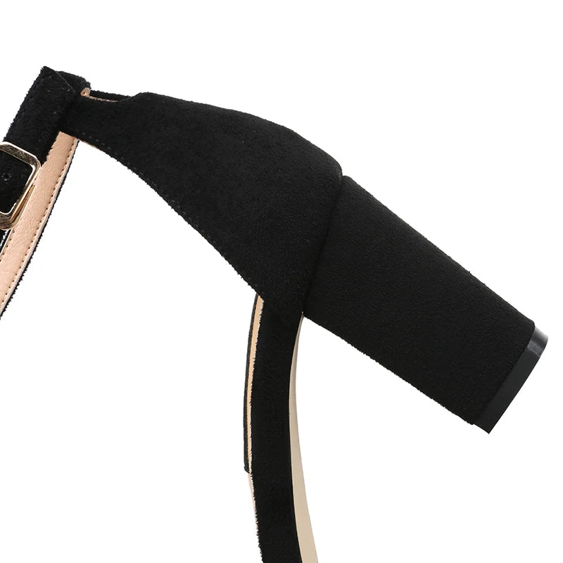 2024 Summer Plus Size 34-43 Woman 9.5cm High Heels Sandals Classic Block Platform Pumps Lady Chunky Burgundy Yellow Nude Shoes