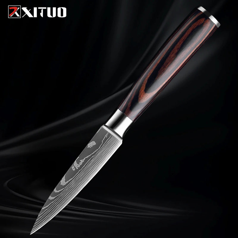 Kit Facas de Cozinha Set,  Churasco Pro , Faca Chef, Ultra-Sharp, Santoku, Cutelo, Corte, Utilidade, Fruta, 1-10pcs