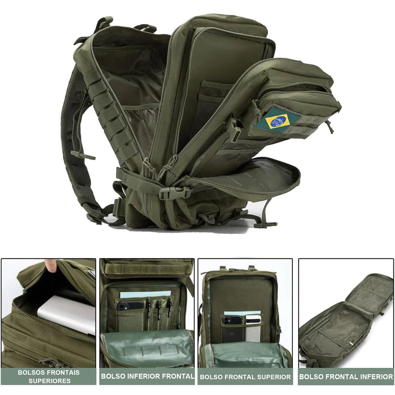 Mochila Tática Militar Reforçada Impermeável Grande  Assall Military Tactical Backpack Reinforced Waterproof Large