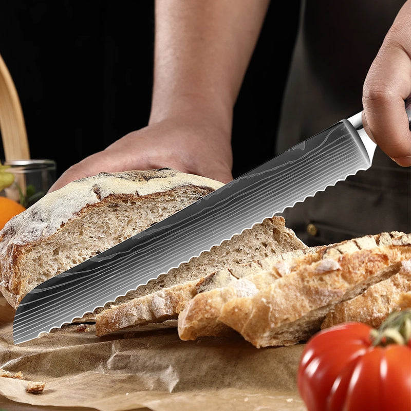 Kit Facas de Cozinha Set,  Churasco Pro , Faca Chef, Ultra-Sharp, Santoku, Cutelo, Corte, Utilidade, Fruta, 1-10pcs