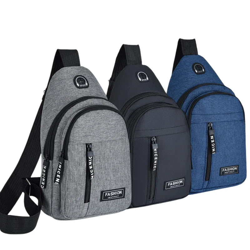 Bolsa masculina Cor sólida Peito masculino Bolsa Ao ar livre Casual Moda Pequena Mochila Bolsa de lona Zíper Messenger Fashion Bags Men's Bag Solid Color Men's Chest Bag Outdoor Casual Fashionable Small Satchel Canvas Handbag Zipper Messenger Fashion Bags