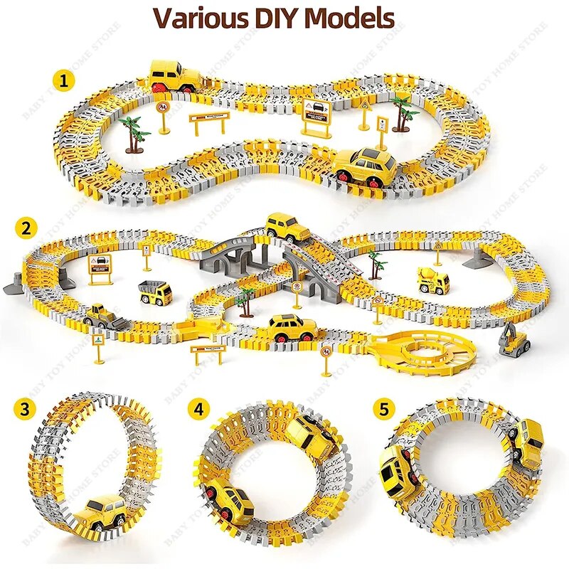 Construção de Pistas de Corrida Meninos Brinquedos com Brincar Carros de Engenharia e Pista de Corrida Playset Criar Engenharia Estrada Presentes Brinquedos para Crianças