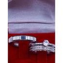 Couple of Valentine's Wedding Ring Shiny Silver Diamond and Ben + Thin Lonely Ring