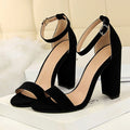 2024 Summer Plus Size 34-43 Woman 9.5cm High Heels Sandals Classic Block Platform Pumps Lady Chunky Burgundy Yellow Nude Shoes