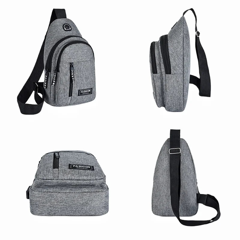Bolsa masculina Cor sólida Peito masculino Bolsa Ao ar livre Casual Moda Pequena Mochila Bolsa de lona Zíper Messenger Fashion Bags Men's Bag Solid Color Men's Chest Bag Outdoor Casual Fashionable Small Satchel Canvas Handbag Zipper Messenger Fashion Bags
