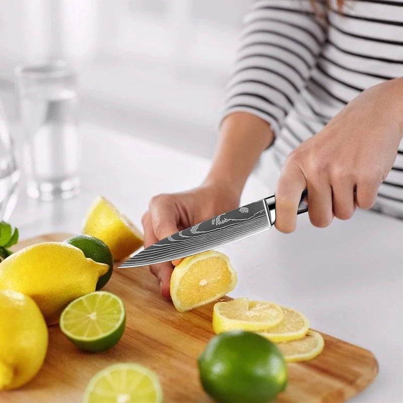 Kit Facas de Cozinha Set,  Churasco Pro , Faca Chef, Ultra-Sharp, Santoku, Cutelo, Corte, Utilidade, Fruta, 1-10pcs