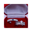 Couple of Valentine's Wedding Ring Shiny Silver Diamond and Ben + Thin Lonely Ring