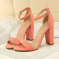 2024 Summer Plus Size 34-43 Woman 9.5cm High Heels Sandals Classic Block Platform Pumps Lady Chunky Burgundy Yellow Nude Shoes