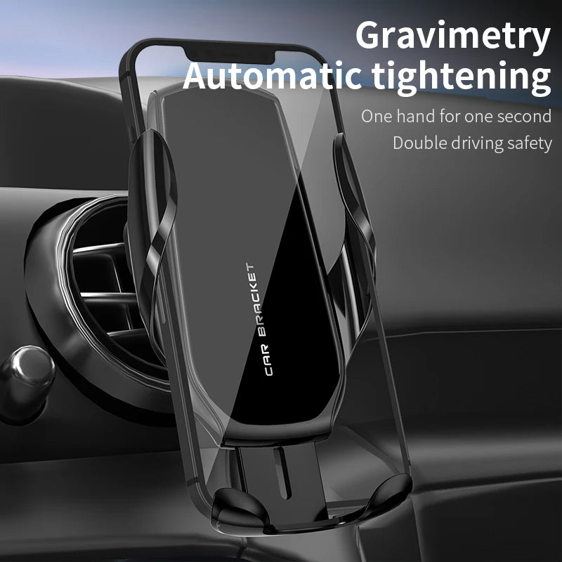Carregador por Indução  Suporte de ventilação de ar para smartphone móvel Suporte GPS de montagem de carro em suporte de carro para iPhone Xiaomi Samsung Huawei