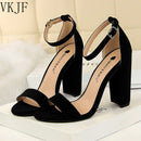 2024 Summer Plus Size 34-43 Woman 9.5cm High Heels Sandals Classic Block Platform Pumps Lady Chunky Burgundy Yellow Nude Shoes