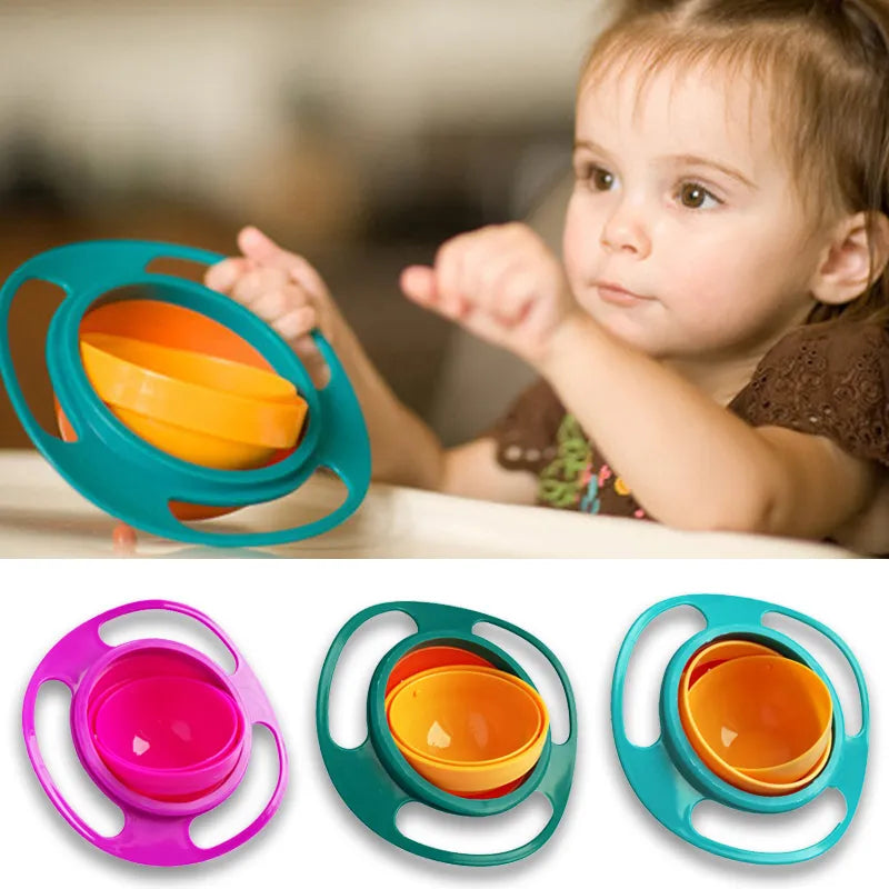 Universal Gyro Bowl Design Prático Crianças Rotary Balance Novidade Gyro Umbrella 360 Girar à prova de derramamento pratos de alimentação sólida