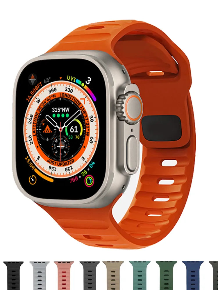 Pulseiras de Silicone macio para Apple Watch Band Ultra 49mm 44mm 45mm 42mm 41mm 42mm 38mm pulseira esportiva iwatch Serise 8 7 6 5 pulseira