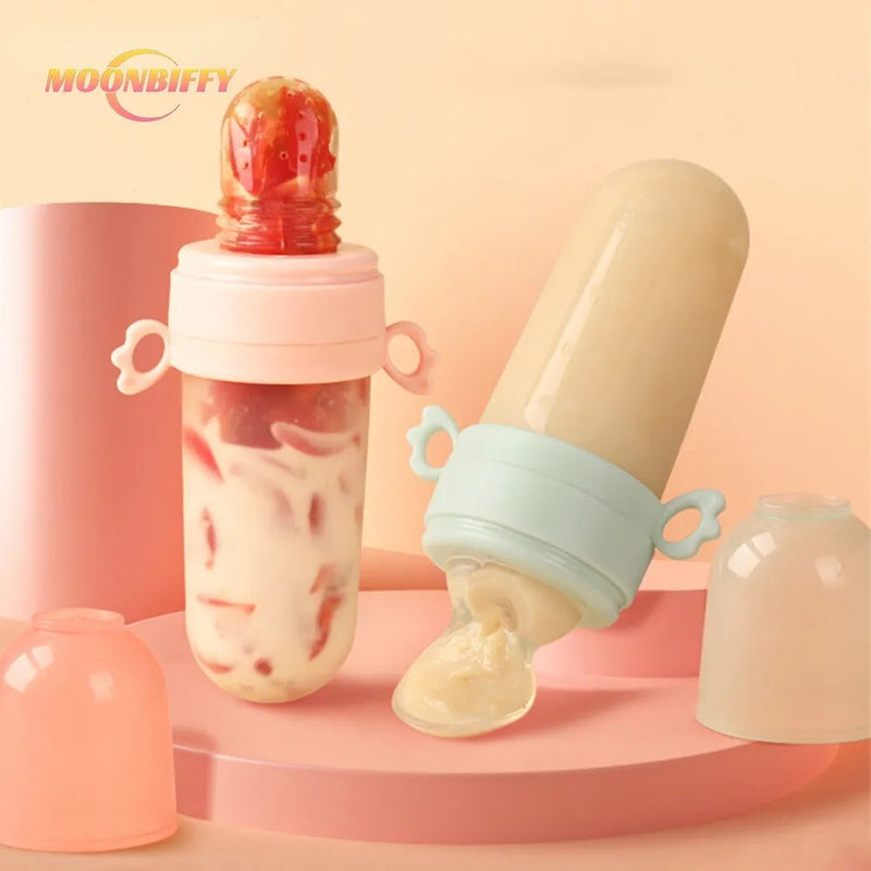Bebê Alimentação Mamadeira + Mordedor Bebê Silicone Pasta de Arroz Cereal Alimentação Squeeze Alimentador de Colher de Garrafa para Utensílios de Recém-Nascido