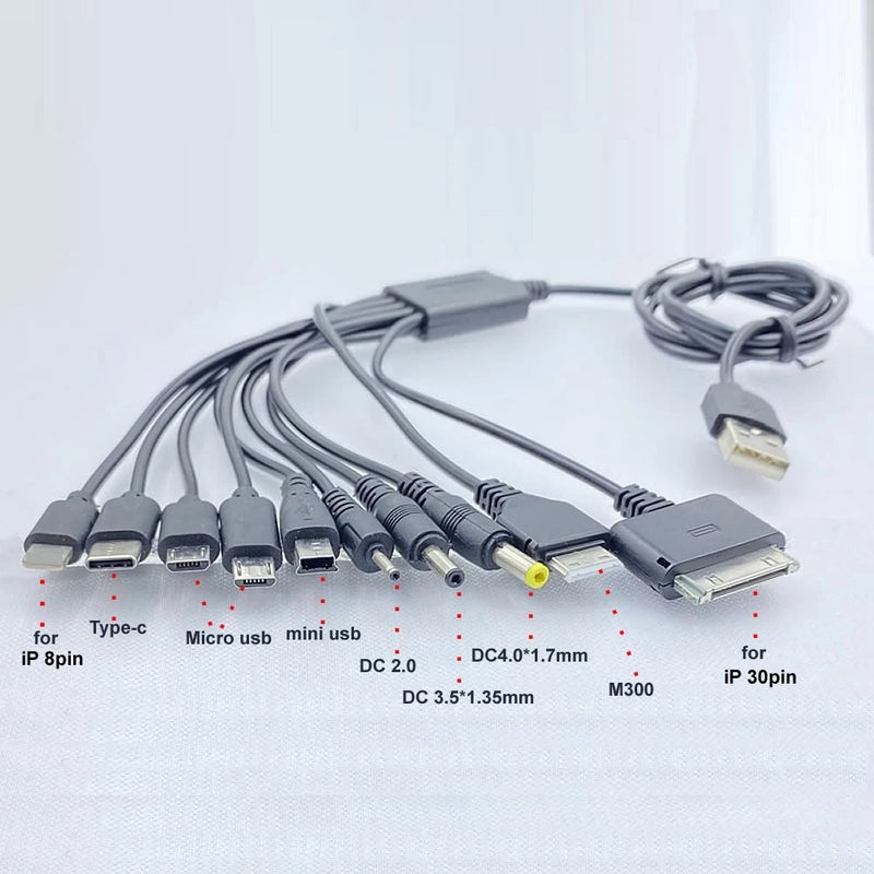 10 em 1 Universal USB Cabo Multi Carregamento Cabo Compatível com Múltiplos Celulares Blutooth Fone de Ouvido Alto-falante MP3 Player & Mais