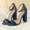 2024 Summer Plus Size 34-43 Woman 9.5cm High Heels Sandals Classic Block Platform Pumps Lady Chunky Burgundy Yellow Nude Shoes