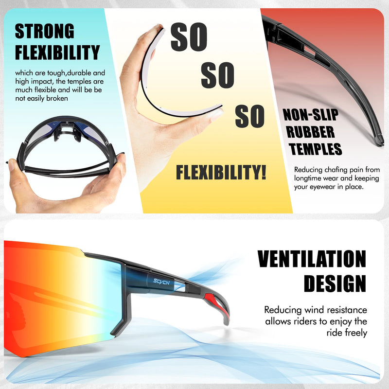 Scvcn New Fashion Sunglasses Men Women Bike Eyewear Sports Riding Glasses Bicycle Goggles Runing Drving Racing UV400 MTB Eyewear