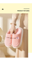 Winter Home Cotton Slippers for Women's Indoor Soft Sole, Non slip, Warm, Not Tired, Simple Couple Cotton Shoes for Men