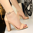 2024 Summer Plus Size 34-43 Woman 9.5cm High Heels Sandals Classic Block Platform Pumps Lady Chunky Burgundy Yellow Nude Shoes