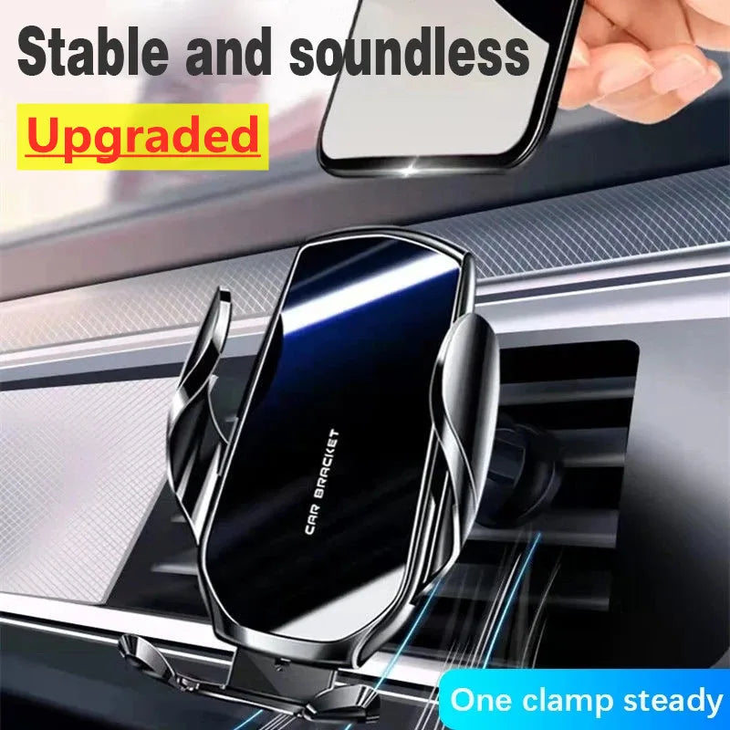 Carregador por Indução  Suporte de ventilação de ar para smartphone móvel Suporte GPS de montagem de carro em suporte de carro para iPhone Xiaomi Samsung Huawei